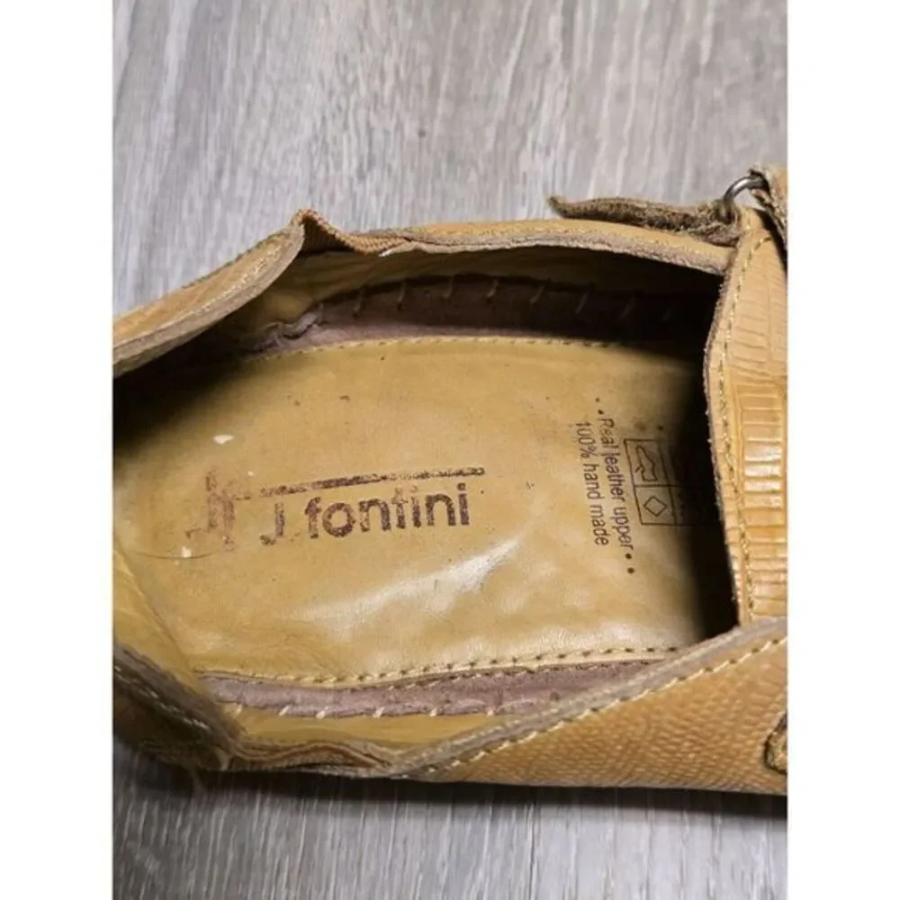 J. Fontini Men's Handmade Brown Leather Fisherman Closed Toe‎ Sandals Size 9.5